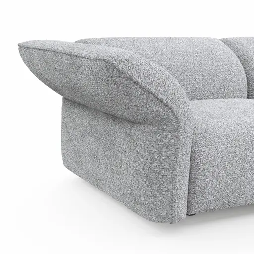 Trapezsofa Motone - 2-Sitzer mit Ecke rechts, Stoff, Hellgrau