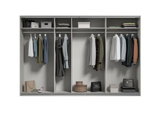 Schwebetürenschrank RIKK- B ca. 316 cm, Champagner, Spiegel