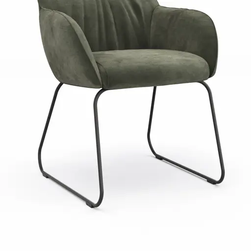 Armlehnstuhl Noli - Stoff, Dunkelgrün, Kufe