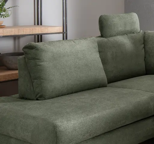 Ecksofa - Ecke links und 2-Sitzer, Stoff, Dunkelgrün