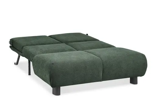  Faltsofa EBBY - 2-Sitzer ohne Armlehne, 140 cm inkl. Schlaffunktion, Stoff, Dunkelgrün