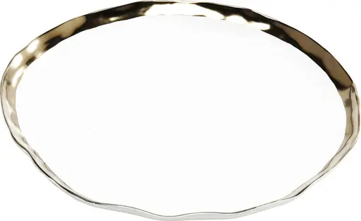Platzteller- D ca. 38 cm, Porzellan, glasiert, Weiß, Gold