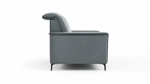 Sofa Bolivien - 2,5-Sitzer groß, Kopfteil verstellbar, Leder, Steel