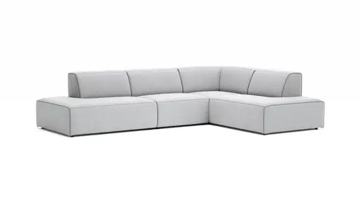 Ecksofa Elementos - Abschlusselement mit 1-Sitzer und Ecke rechts, Stoff, Hellgrau