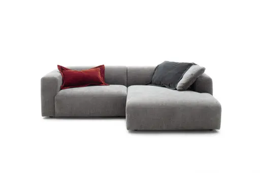 Ecksofa Laja - 1-Sitzer mit Longchair rechts, Stoff, Steingrau