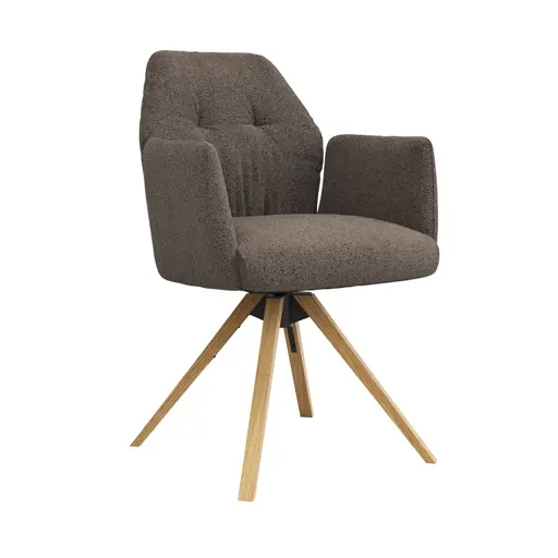 Armlehnstuhl Nashville - drehbar, Stoff, Dunkelbraun