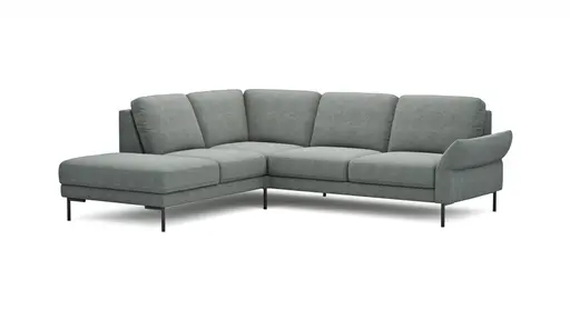 Ecksofa Rockport A - Ecke links mit 2,5-Sitzer rechts, inkl. Armlehne verstellbar, Stoff, Eisblau