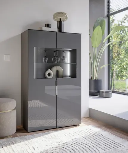 Vitrine- inkl. LED-Beleuchtung, Anthrazit