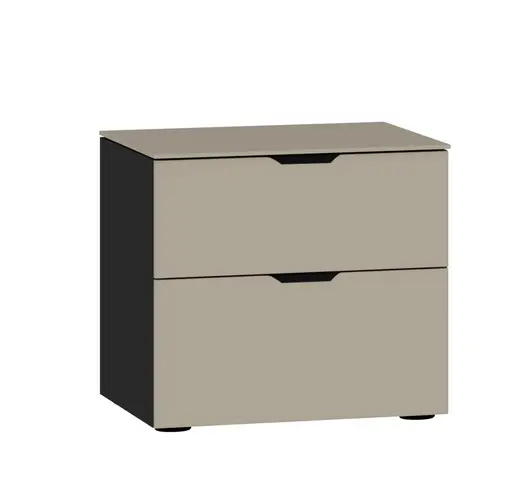 Nachtkommode JOIN IT- Glas, Hellbraun, Matt, Schwarz