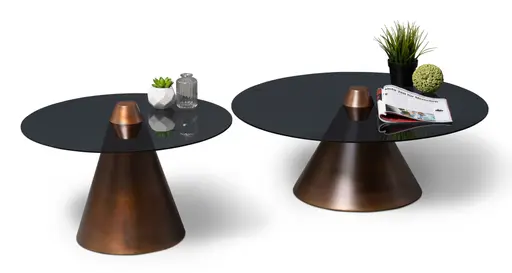 Couchtisch - 2er Set, Grau, Kupferfarben