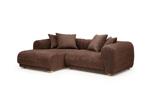 Ecksofa - Longchair links mit 2-Sitzer, Stoff, Rost