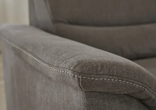 Ecksofa - 2,5-Sitzer mit Ecke rechts, Kopfteil verstellbar (manuell), Flachgewebe, Mandel