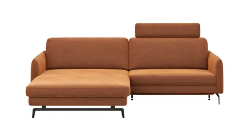 Ecksofa Enna - Longchair Links mit 1,75-Sitzer, inkl. motorischer Relaxfunktion, Stoff, Terracotta