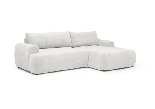 Ecksofa - 2-Sitzer mit Longchair rechts, Stoff, Silbergrau