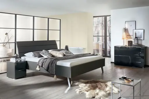 Kombikommode - B. ca. 120 cm, Farbglas Basalt