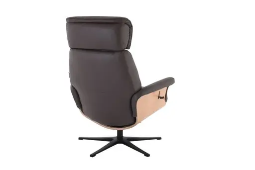 TV-Sessel MOANI mit Hocker - drehbar, Kopfteilverstellung, Leder, Dunkelbraun