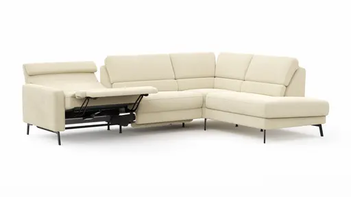 Ecksofa Valera - 3-Sitzer mit Ecke rechts inkl. Rückenlehne verstellbar und Relaxfunktion motorisch, Stoff, Natur