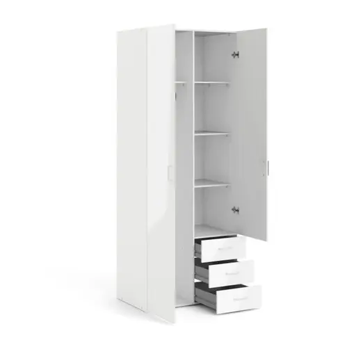 Drehtürenschrank- B ca. 78 cm, Weiß, Hochglanz
