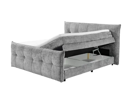 Boxspringbett- Liegefläche ca. 180x200 cm, Stoff, Grau