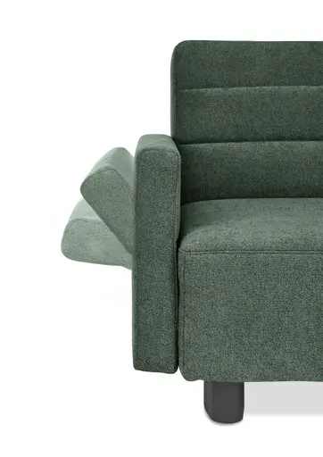 Faltsofa Easy - 2-Sitzer, ca. 140 cm inkl. Schlaffunktion/Topper/Armteil verstellbar, Stoff, Dunkelgrün