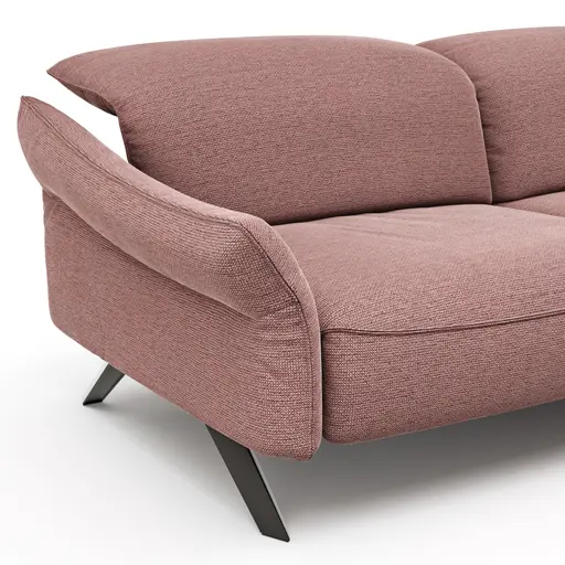 Ecksofa Bormio - 3-Sitzer mit Longchair rechts inklusive Relaxfunktion (motorisch), Stoff, Pfirsich