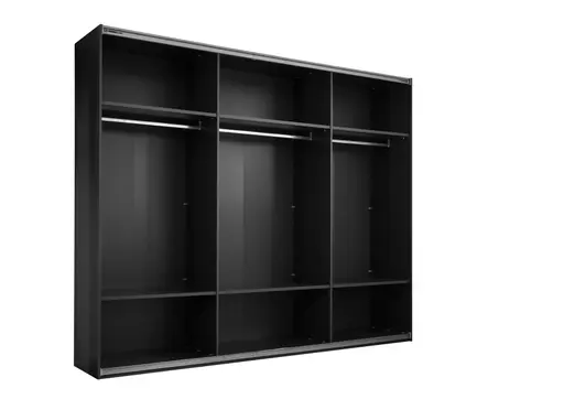 Schwebetürenschrank - B. ca. 270 cm, Melamin, Grauglas