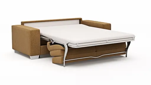 Sofa Nuoro - 2,5-Sitzer inkl. Schlaffunktion, Armlehne breit, Stoff, Cognac