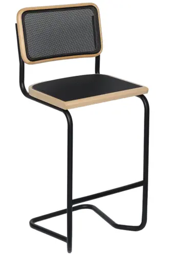 Barhocker - Stoff, Schwarz, Buche natur