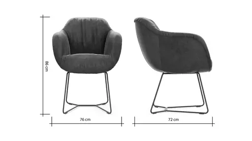 Dinnerchair Sevano - Leder, Anthrazit