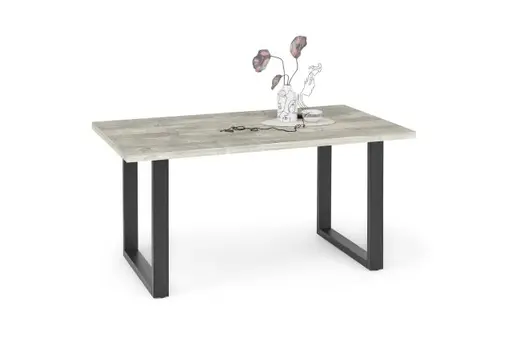 Esstisch - LB ca. 160x90 cm, Betonoptik, Schwarz