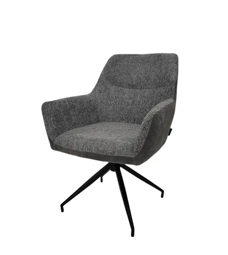 Armlehnstuhl MARYBEL - drehbar, Stoff, Grau