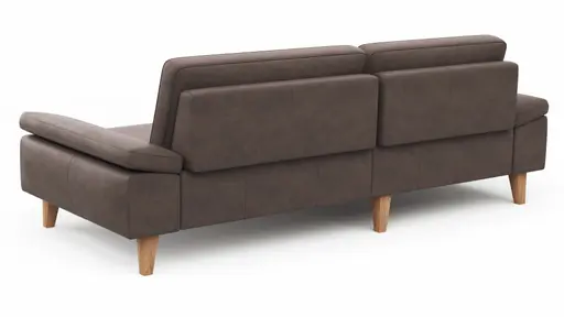 Ecksofa Houston - Longchair groß links mit 1,75-Sitzer, inkl. Sitztiefenverstellung und Armlehne klappbar, Leder, Dunkelbraun