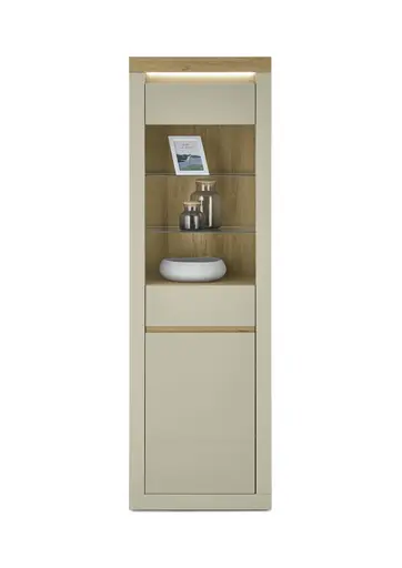 Vitrine - mit Beleuchtung, B ca. 64 cm, Kaschmir, Stone Eiche Nachbildung