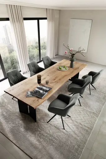 Armlehnstuhl Noli - drehbar, Leder, Avokado