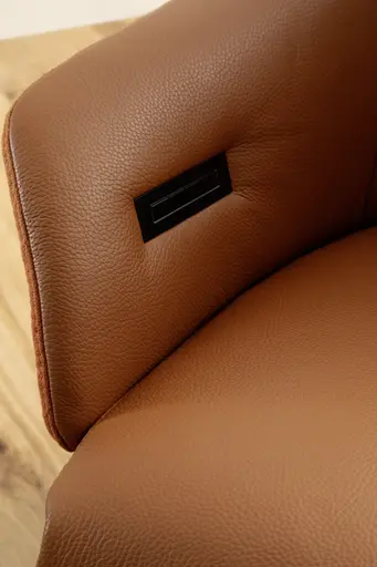 Relaxsessel Follina - Relaxfunktion (motorisch), Leder, Stoff, Cognac