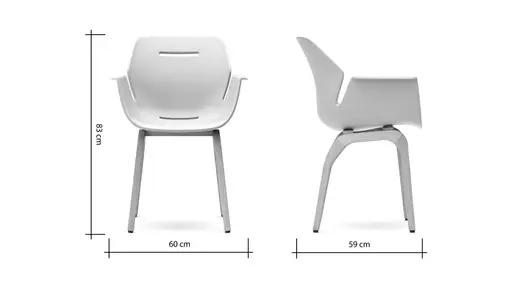 Armlehnstuhl Tooon - Kunststoffschale, Weiß, Gestell Holz