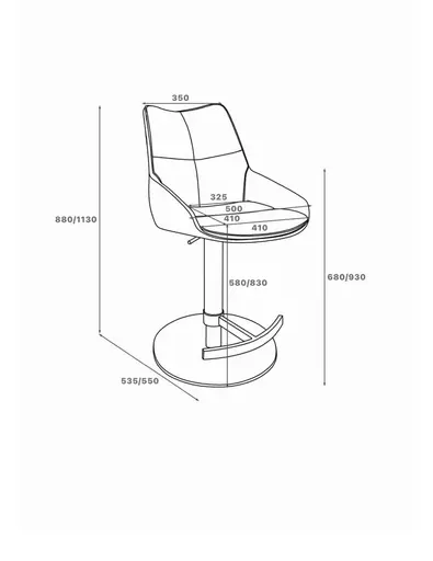 Barhocker MATTEA - drehbar, höhenverstellbar, Stoff, Dunkelbraun
