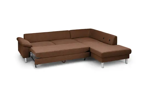 Ecksofa COOL - 2,5-Sitzer mit Ecke rechts, Querschläfer, Stoff, Rost