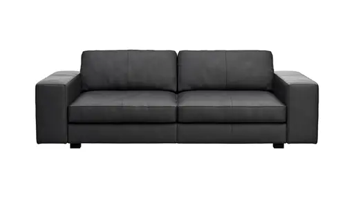 Sofa Aprino 1 - 3,5-Sitzer XL, Dickleder, Schwarz, Armlehne Block breit