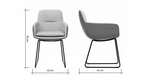 Armlehnstuhl Macano - Stoff & Leder, Hellgrau, Steingrau