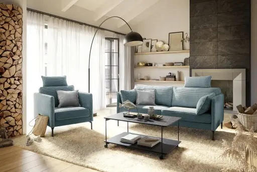 Sofa - 2-Sitzer, Stoff, Petrol