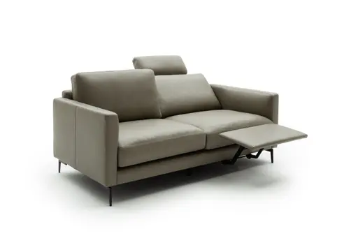 Sofa Cuneo - 2-Sitzer, Leder, Graubraun, Relaxfunktion, motorisch