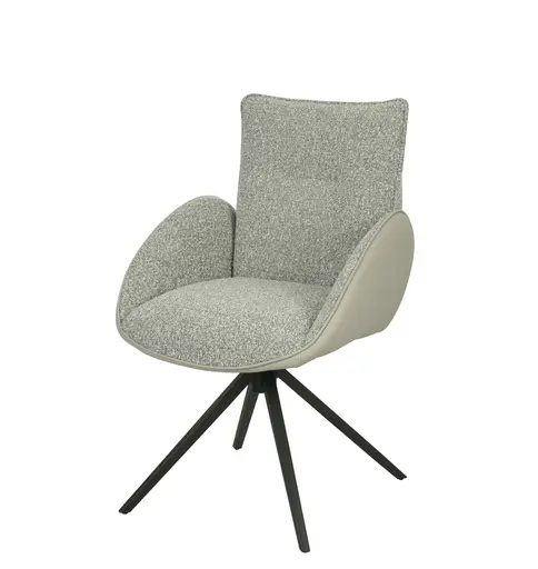 Armlehnstuhl MAURA - drehbar, Stoff, Silberfarben, Latte Macchiato