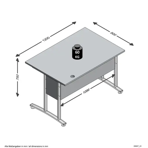 Schreibtisch- LB ca. 120x80 cm, Eiche Dekor