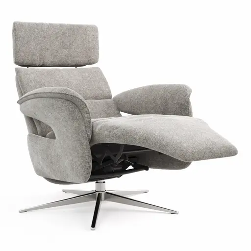 Relaxsessel Amila - Größe M, inkl. Relaxfunktion und Kopfteilverstellung, Stoff, Grau