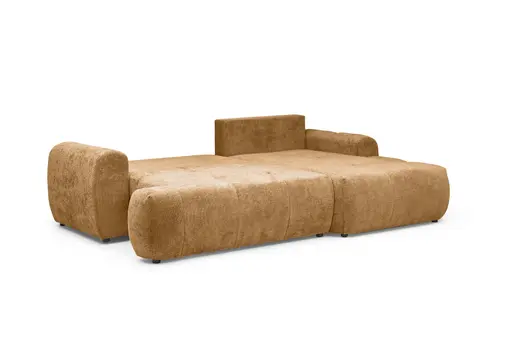 Ecksofa - 2-Sitzer mit Longchair rechts, Stoff, Goldfarben