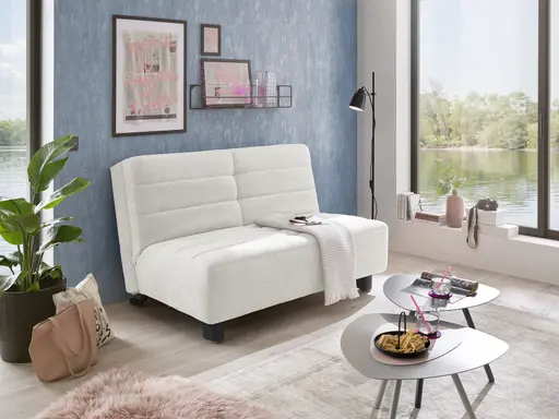  Faltsofa Easy - 2-Sitzer ohne Armlehne, ca. 140 cm inkl. Schlaffunktion, Stoff, Creme