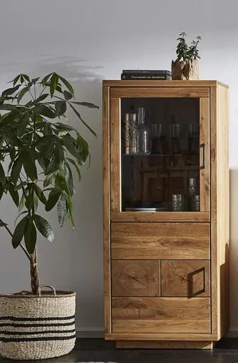 Highboard Hartford - Eiche massiv, mit Hirnholzapplikation