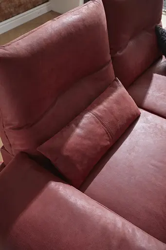 Sofa Lucero - 2,5-Sitzer inkl. Rückenlehne/Armlehne/Sitztiefe verstellbar und drehbares Sitzelement, Leder, Weinrot