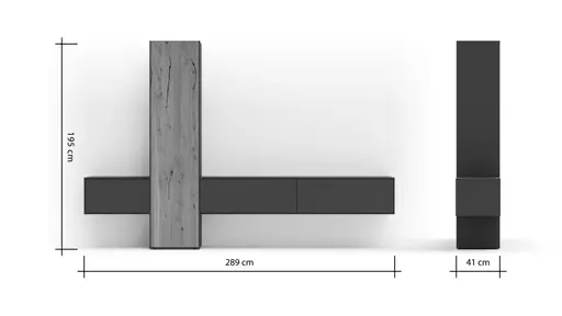 Wohnwand Medio -  Melamin, Schiefergrau
